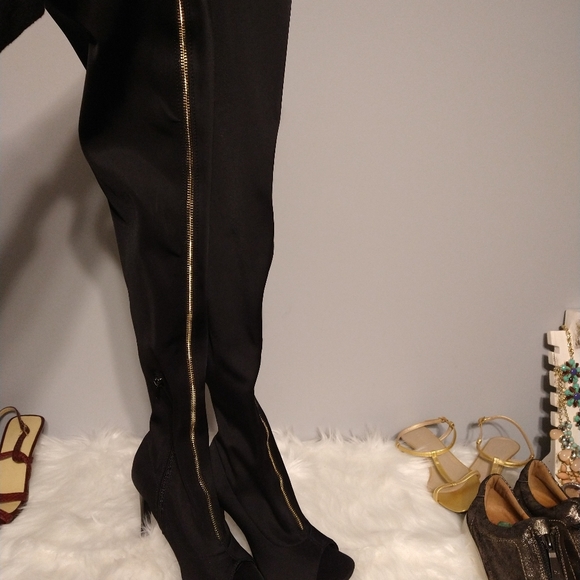 NEW ASOS DESIGN Kyoko thigh high boots in black 7 - Picture 6 of 12